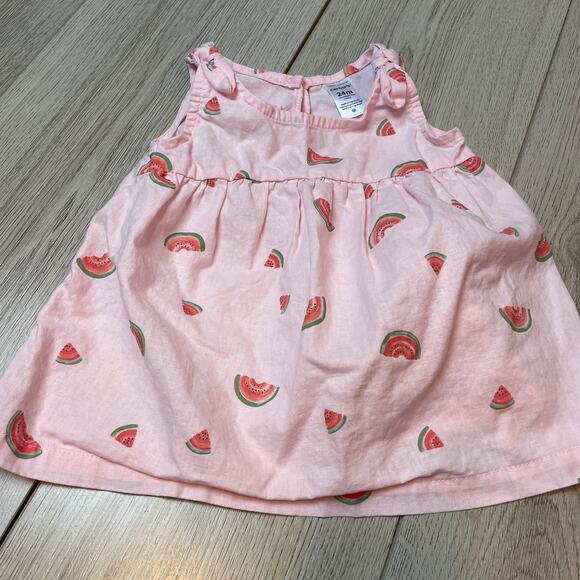 Girl's Carter's Pink Watermelon Summer Linen Tank 24 month - Picture 1 of 4